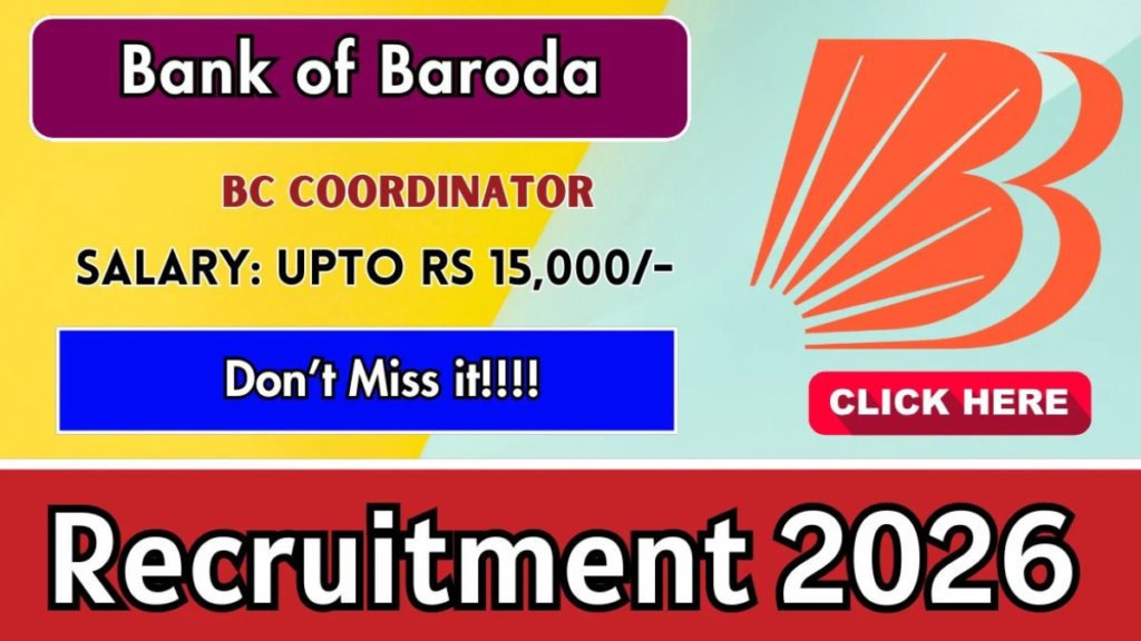 BOB Business Correspondent Coordinator Recruitment 2026 - Apply Offline