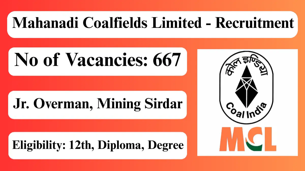 Mahanadi Coalfields MCL Recruitment 2026