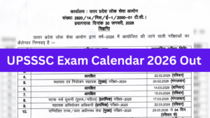 UPSSSC Exam Calendar 2026 Out