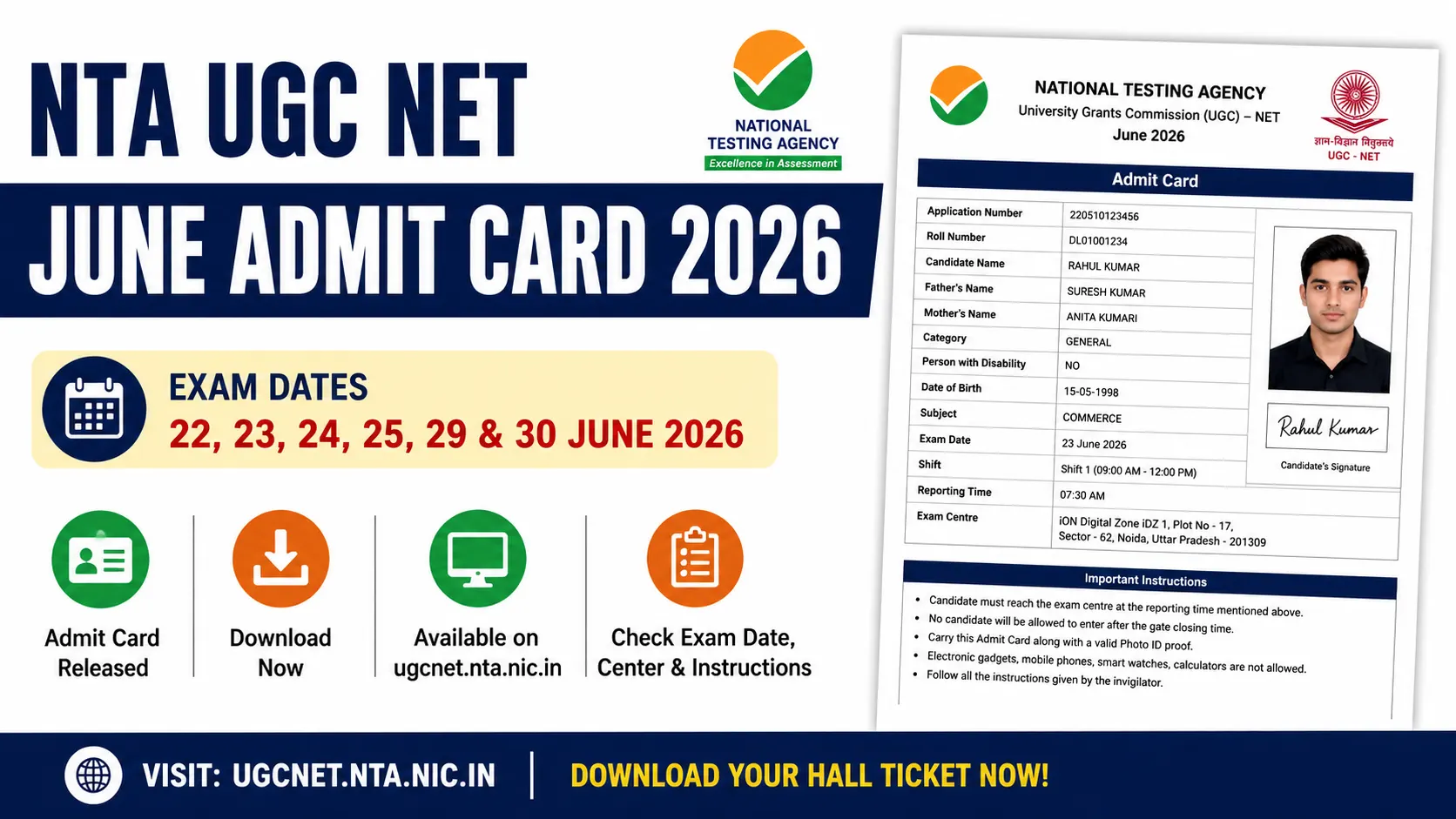 NTA UGC NET June Admit Card 2026