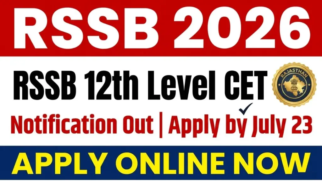 RSSB CET 10+2 Online Form 2026