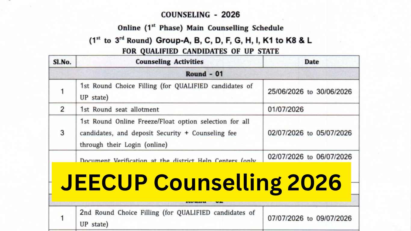 UP Polytechnic JEECUP 2026 Counselling Schedule