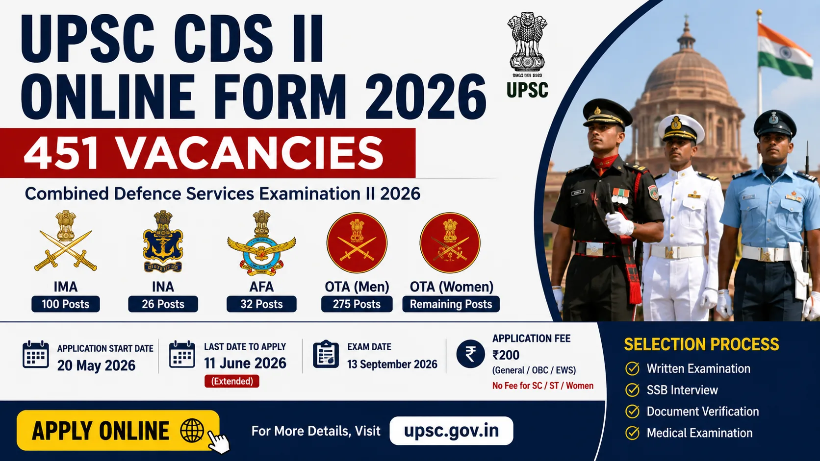 UPSC CDS II Online Form 2026