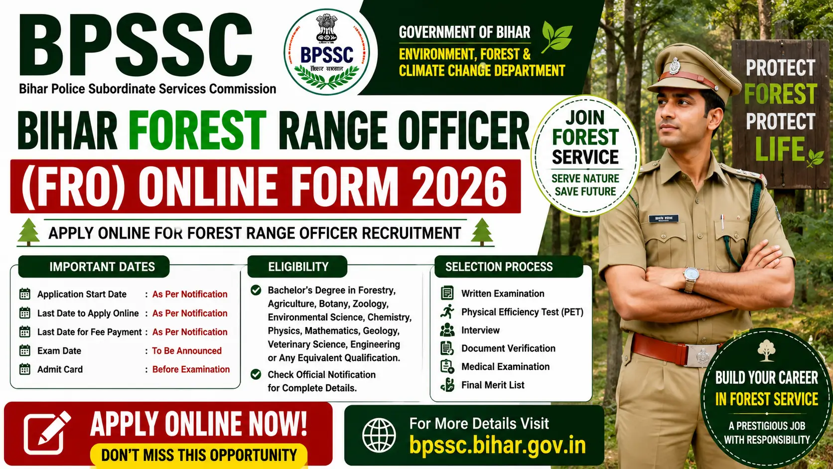 BPSSC Bihar Forest Range Officer (FRO) Online Form 2026