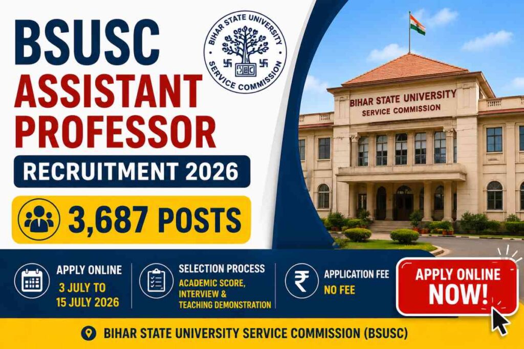 BSUSC Bihar Assistant Professor Online Form 2026