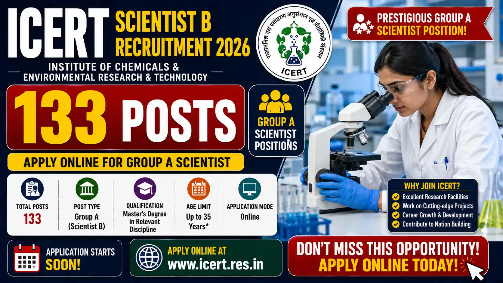 ICERT Scientist B Online Form 2026