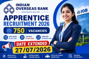 IOB Apprentice Online Form 2026 Date Extended