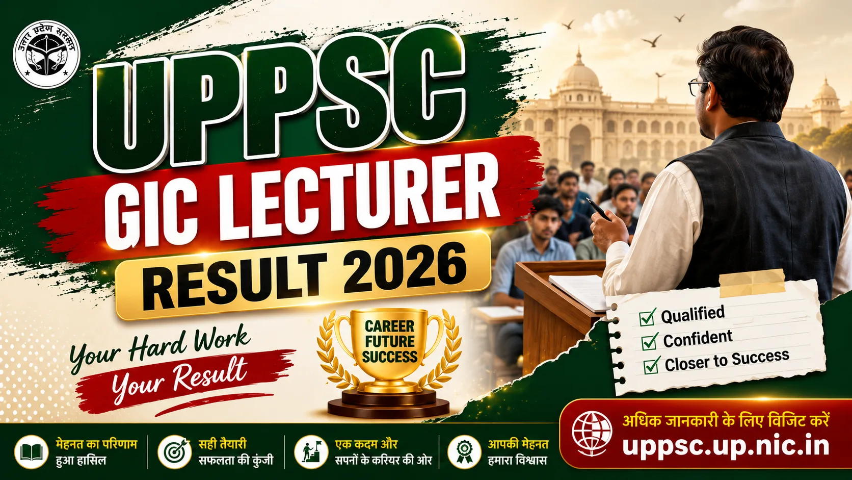 UPPSC GIC Lecturer Result 2026 Update