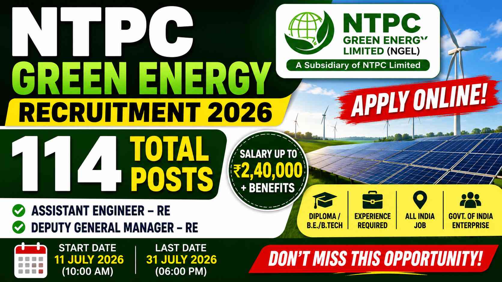 NTPC NGEL Assistant Engineer Recruitment 2026