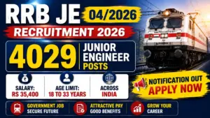 Railway RRB Junior Engineer Online Form 2026