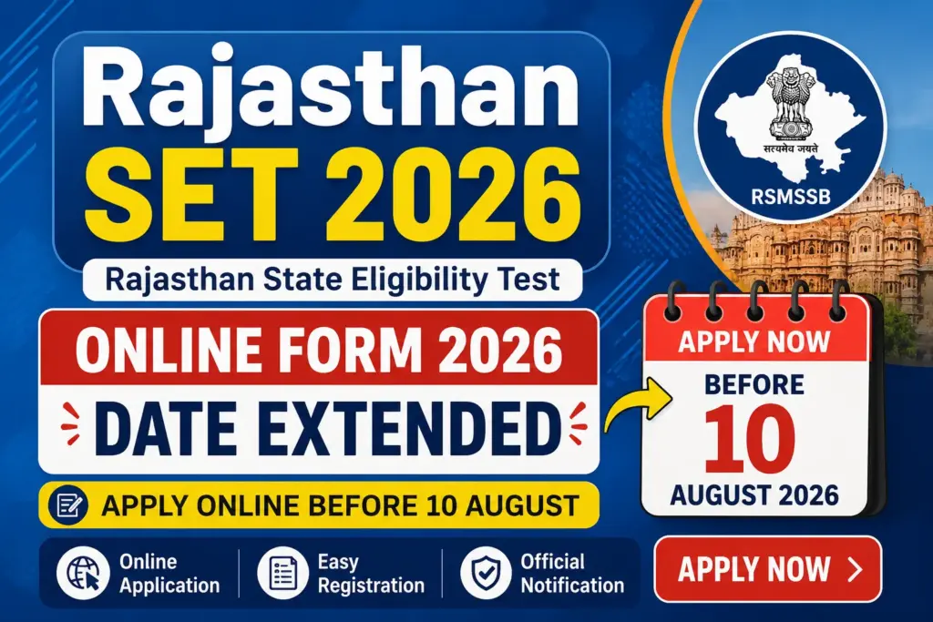 Rajasthan SET Online Form 2026 Date Extended