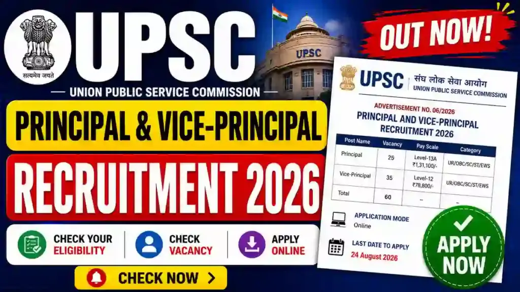UPSC Principal and Vice Principal Online Form 2026