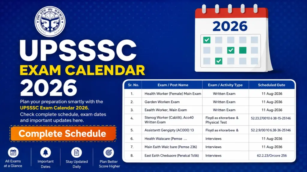 UPSSSC Exam Calendar 2026 Released