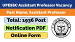 UPESSC UP Assistant Professor Online Form 2026